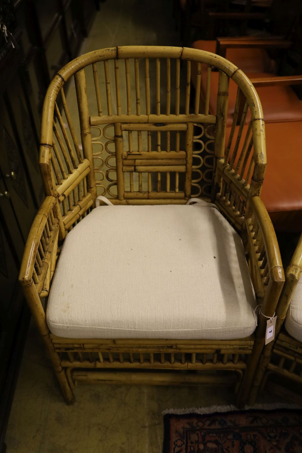 Four bamboo conservatory armchairs